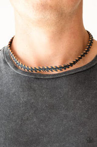 "The Grand Canyon" Men's Blue, Brown & Red Braided Urban Necklace