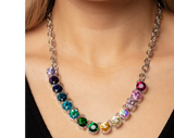 "Rainbow Resplendence" Black Diamond Encore Multi Color Rainbow Rhinestone Necklace Set