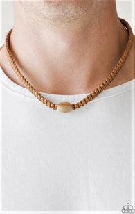 "Urban Exploration" Men's Brown Braided Corded & Carved Bead Necklace