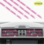 PINK- 6 Piece Extra Plush Car Accessories Set with ****BONUS Pink Rhinestone Bling Vent Covers****