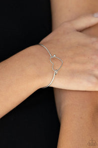 Paparazzi " Make Yourself Heart " Silver Metal Classic Heart Hook & Loop Bracelet