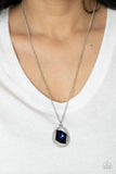 "Undiluted Dazzle" Silver Metal & Blue/White Rhinestone Long Pendant Necklace Set