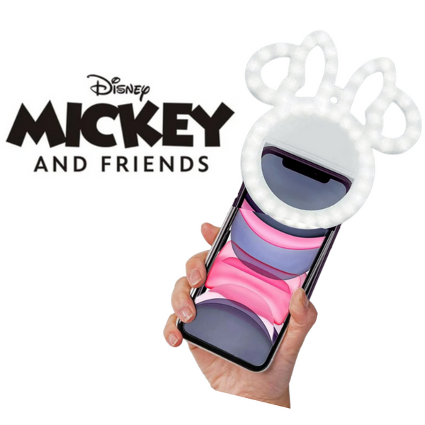 Disney Minnie Mouse Clip On Selfie Ring Light for Phone- Rechargeable LED Ring Light