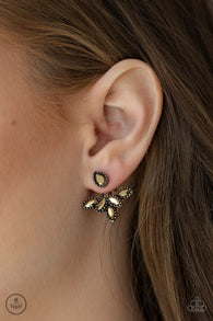 "A Force to be Reckoned With" Brass Marquise Rhinestone Ear Jacket Earrings