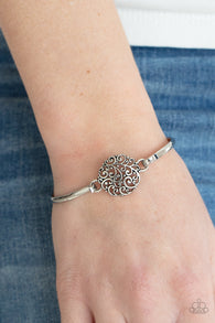 "Filigree Fiesta" Silver Metal Mandala Hook and Loop Tension Bracelet