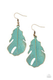 " Heads Quill Roll " Brass Metal Blue Brushed Patina Finish Feather Earrings