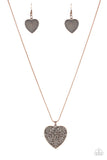 "Look into your Heart" Antiqued Copper Open Filigree Heart Necklace Set