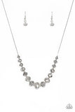 "Crystal Carriages" Silver Metal & Smoky Gray Graduated Crystal Necklace Set