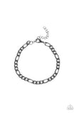 "Roll Call" Men's Gunmetal Metal Figaro Cable Link Clasp Bracelet