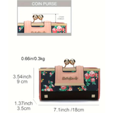 SALLY YOUNG Dark Blue Floral Wallet Purse with Classic Coin Purse Closure