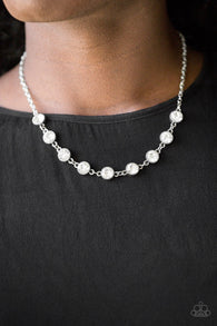 " Starlite Socials " Silver Metal & White/Clear Rhinestone Classic Necklace Set