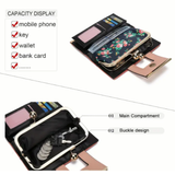 SALLY YOUNG Dark Blue Floral Wallet Purse with Classic Coin Purse Closure