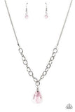 "Mega Modern" Silver Metal & Soft Pink Faceted Teardrop Bead Necklace Set