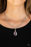 "Mega Modern" Silver Metal & Soft Pink Faceted Teardrop Bead Necklace Set