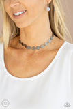 " Reflection Detection " Black Metal Hammered Disc's Choker Necklace Set