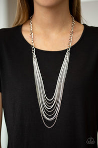 "Rebel Rainbow" Silver Metal & White Metal Multi Layer Long Necklace Set