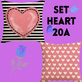 18X18 Sets of 2 Valentine's Day Throw Pillow Covers (*No Inserts) Canvas Feel Set Heart 20A or 20B