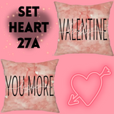 18X18 Sets of 2 Valentine's Day Throw Pillow Covers (*No Inserts) Canvas Feel Set Heart 27A or 27B