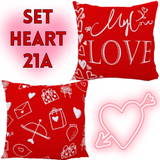 18X18 Sets of 2 Valentine's Day Throw Pillow Covers (*No Inserts) Satin Feel Set Heart 21A or 21B