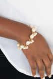 "Imperfectly Perfect" Gold Metal & White Pearl Cluster Clasp Bracelet