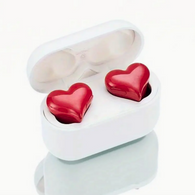 Unique RED Heart Shaped Wireless Ear bud Earphones with Charging Case