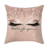 3D Printed Hello Gorgeous Eyelash Polyester (Soft) Throw Pillow Covers 18X18 (*No Inserts)