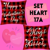 18X18 Sets of 2 Valentine's Day Throw Pillow Covers (*No Inserts) Canvas Feel Set Heart 17A or 17B