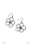 "Daisy Double" Black Wire Shaped into a Daisy Like Flower Dangle Earrings