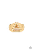 "Trident" Men's Gold Metal Open Triangle Design Band Elastic Ring