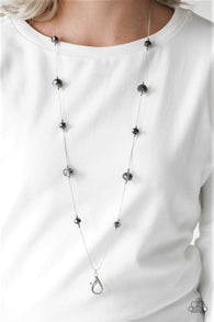 Paparazzi " Champagne on the Rocks " Silver & Iridescent Beads Lanyard Necklace Set