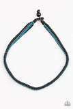 Paparazzi " High Speed Trail"  Men's Blue & Black Knotted Braid Urban Necklace