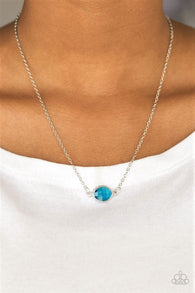 Paparazzi " Fashionably Fantabulous " Silver Blue Faceted Oval Gem Necklace Set