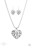 "Filigree Your Heart With Love" Silver Metal Filigreed Heart Necklace Set