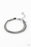 "Industrial Icon" Silver & Black Metal Multi Chain Clasp Bracelet