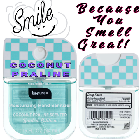 B.Pure - COCONUT PRALINE Moisturizing Hand Sanitizer Spray - Checkered Top - VIRAL ITEM!