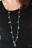 Paparazzi " Both Feet on the Ground " Blue Crackle Turquoise Lanyard Necklace Set