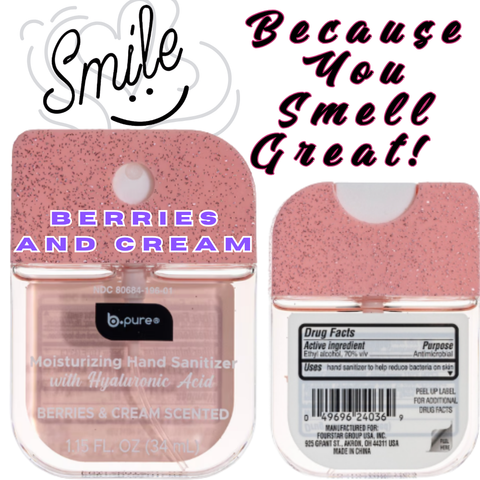 B.Pure - BERRIES & CREAM Scented Moisturizing Hand Sanitizer Spray - Limited Edition VIRAL ITEM!