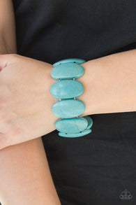 Paparazzi " Dramatically Nomadic " Oval Blue Crackle Stone Stretch Bracelet