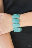 " Dramatically Nomadic " Oval Blue Crackle Stone Stretch Bracelet