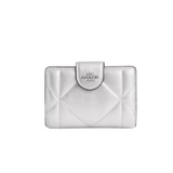 Genuine COACH Edgy Medium Corner Zip Wallet in Silver Metallic with Puffy Diamond Quilting