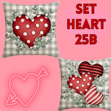 18X18 Sets of 2 Valentine's Day Throw Pillow Covers (*No Inserts) Canvas Feel Set Heart 25A or 25B