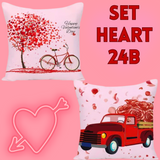 18X18 Sets of 2 Valentine's Day Throw Pillow Covers (*No Inserts) Canvas Feel Set Heart 24A or 24B