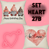 18X18 Sets of 2 Valentine's Day Throw Pillow Covers (*No Inserts) Canvas Feel Set Heart 27A or 27B