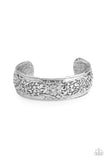 Paparazzi " Garden Tropic " Silver Metal Vines & Floral Cuff Bracelet