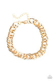 " On the Ropes " Men's Gold Metal Double Link Chain Clasp Bracelet