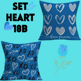 18X18 Sets of 2 Valentine's Day Throw Pillow Covers (*No Inserts) Canvas Feel Set Heart 18A or 18B