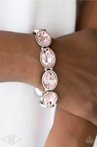 "Diva in Disguise" Silver Metal & Light Pink Rhinestone Stretch Bracelet