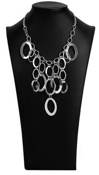 Paparazzi "A SILVER SPELL" Silver Metal With Large Textured Oval Links Cascading Necklace Set