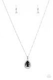 "Because I'm Queen" Silver Metal Black Rhinestone Halo Teardrop Necklace Set