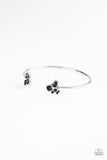 "Going For Glitter" Silver Metal & Black Rhinestone Dainty Cuff Bracelet